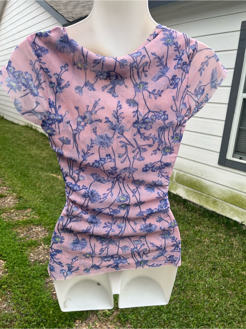 Sweet Pea Pink Scoop Neck Floral Cap Sleeve Top - Picture 4 of 6